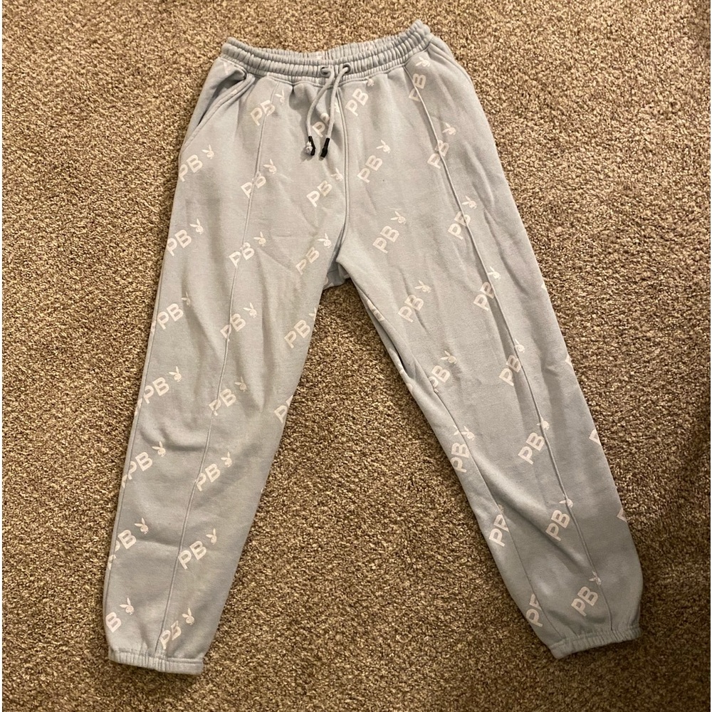 PLAYBOY X MISSGUIDED JOGGERS PALE BLUE